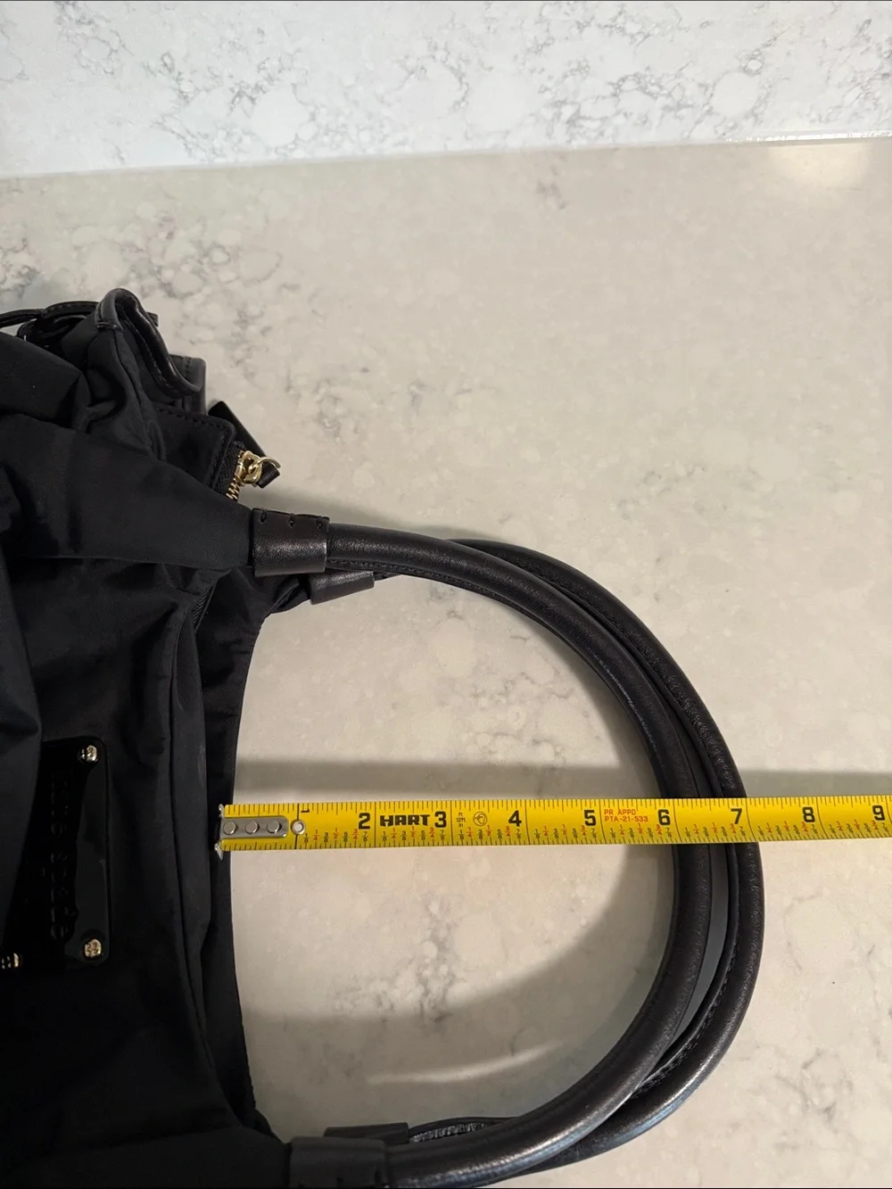 kate spade Black Nylon Shoulder Bag with Gold-Tone Plaque & Polka Dot Lining